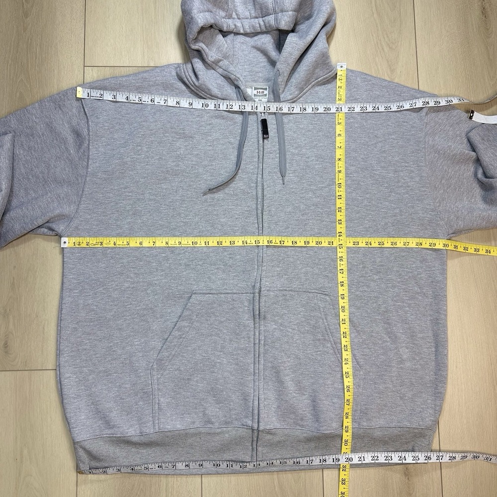 Hill Heavyweight Hoodie Mens 4XL Gray Full Zip Sweatshirt Fleece Lined Casual - Picture 5 of 6